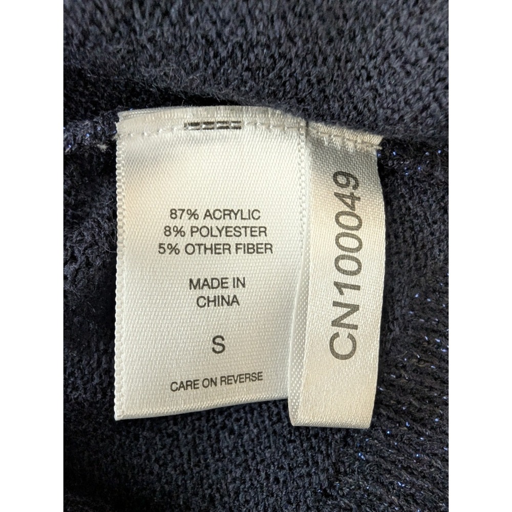 New York & Company Dark Blue Metallic Sparkle V-Neck Sweater Women's Size Small - Picture 4 of 5